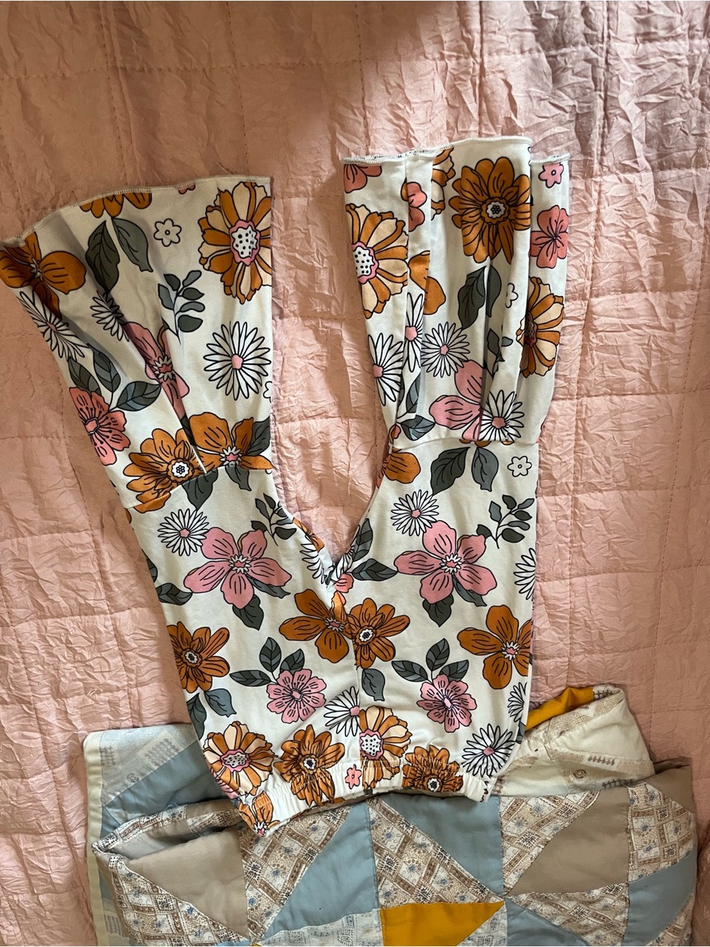 Floral Wide-Leg Jumpsuit in Cream, Mustard & Pink